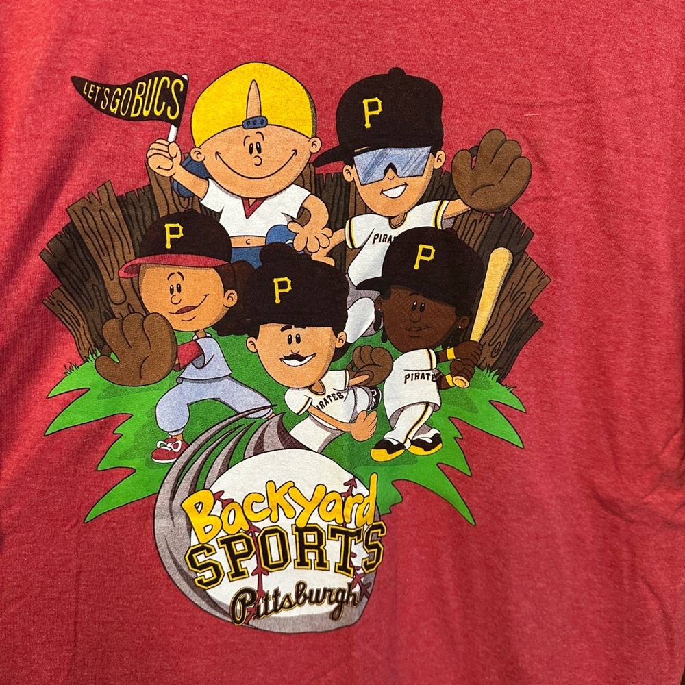 Backyard Sports Pittsburgh Pirates Graphic T Shirt Mens XL Red - Picture 2 of 4